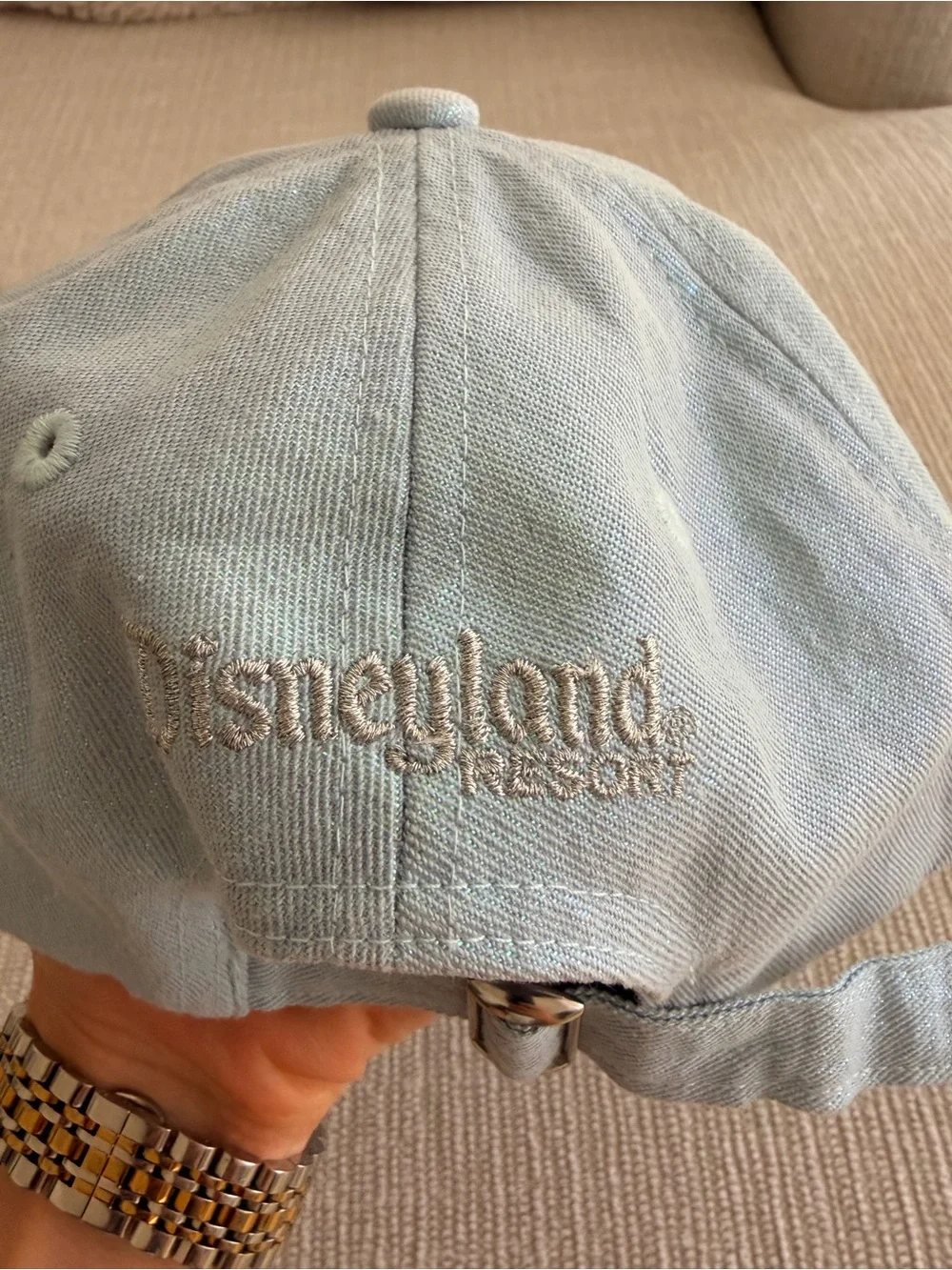 Disney Light Shimmery Blue Adult Hat “my happy place” with castle